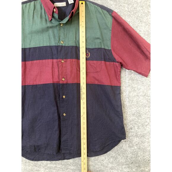 Vintage 90s Bugle Boy Shirt Mens XL Short Sleeve Collared Retro Red Blue Green - Picture 5 of 8